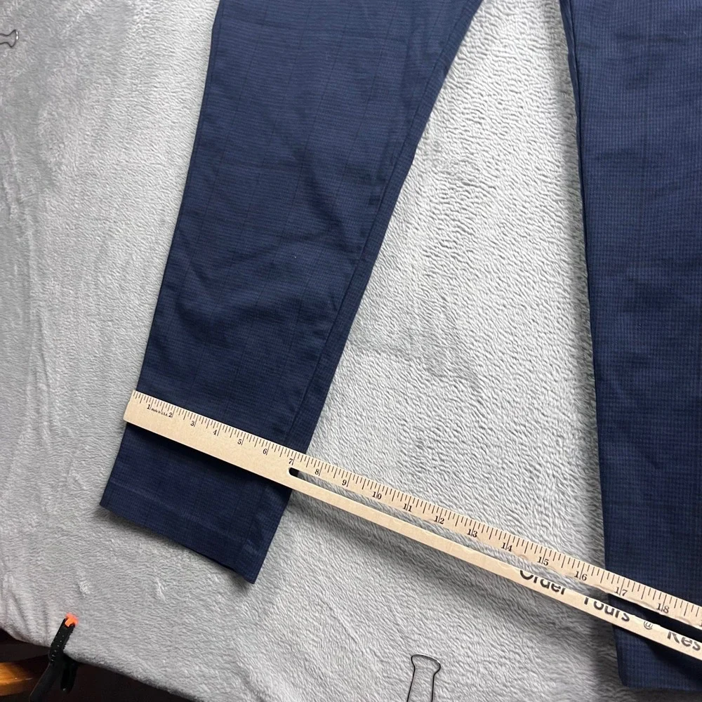 Banana Republic Grayson‎ Slim Tapered Fit Dress Pants Navy Blue Check 35x30 Mens